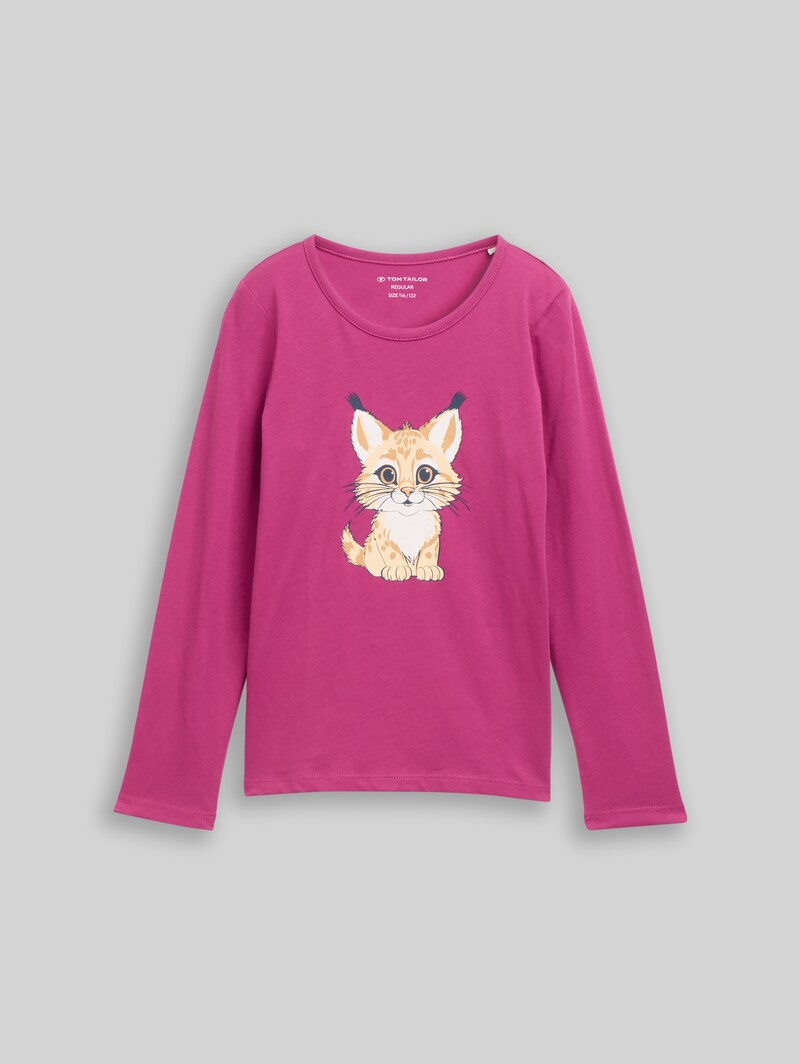 Tom Tailor Langarmshirt mit Print - Smooth Magenta