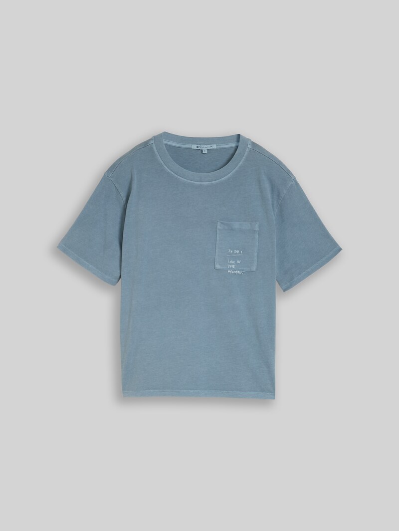 Tom Tailor Boxy Fit T-Shirt mit Brusttasche - Spring Lake Blue
