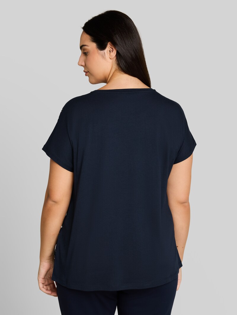 Tom Tailor Plus Size - T-Shirt im Material-Mix - Navy Dot