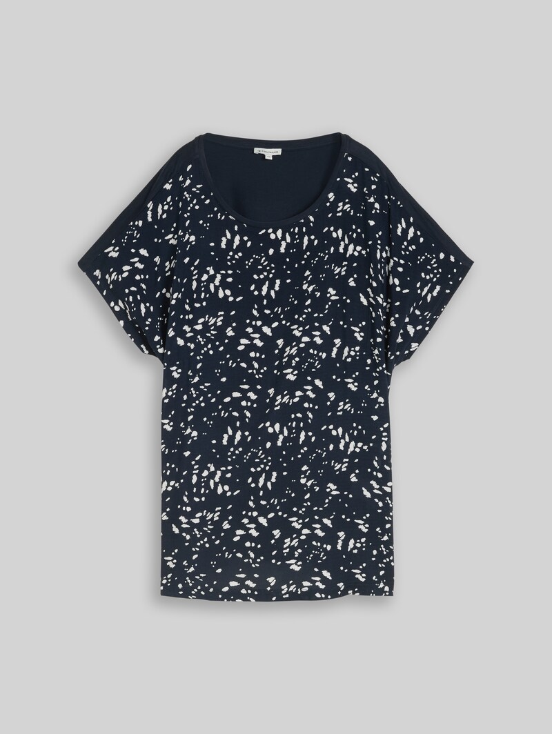 Tom Tailor Plus Size - T-Shirt im Material-Mix - Navy Dot