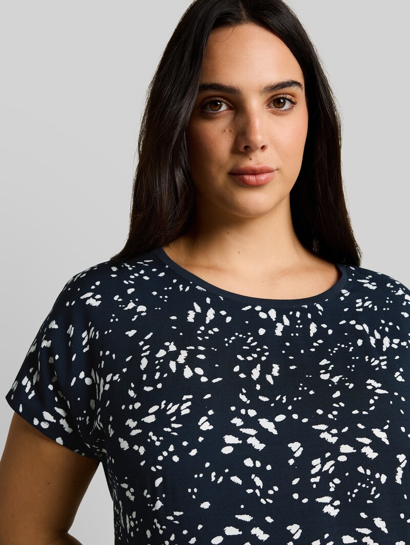 Tom Tailor Plus Size - T-Shirt im Material-Mix - Navy Dot