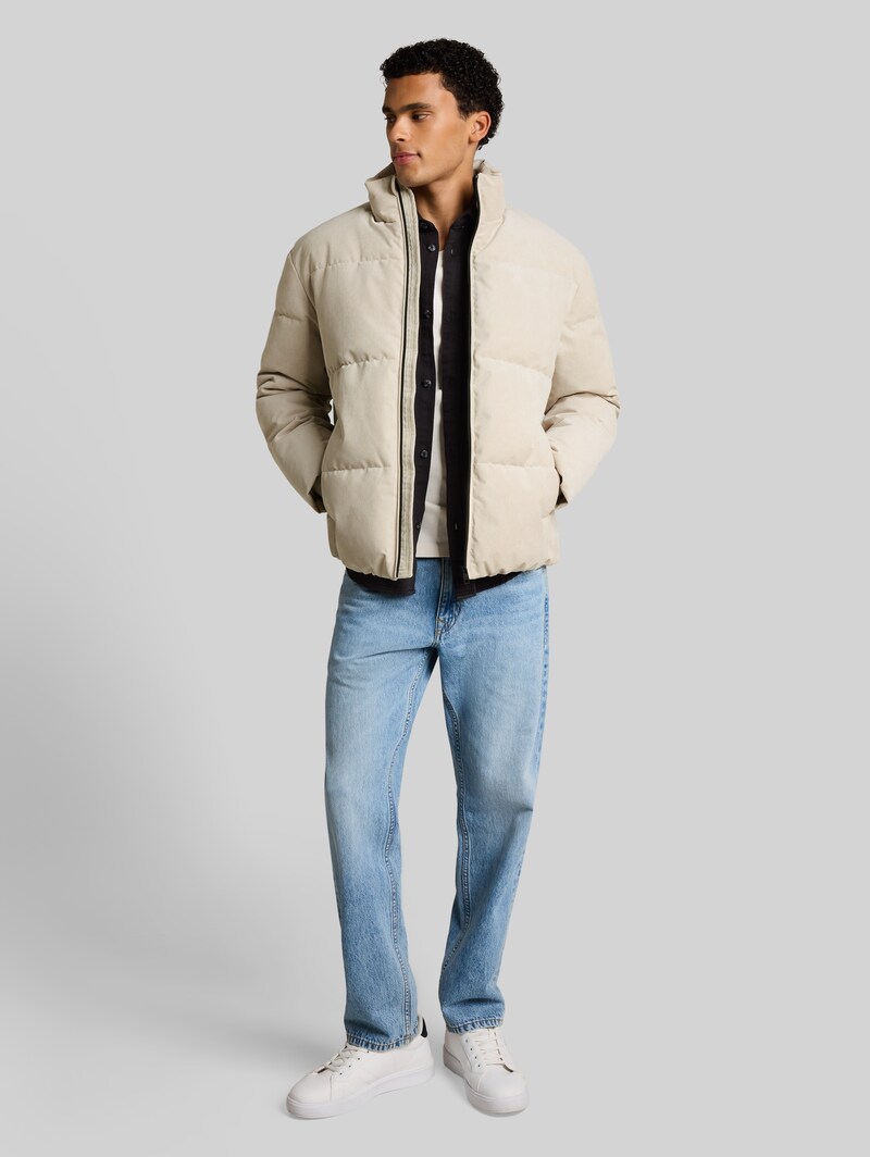 Tom Tailor Relaxed Fit Cord Pufferjacke - Dusty Beige
