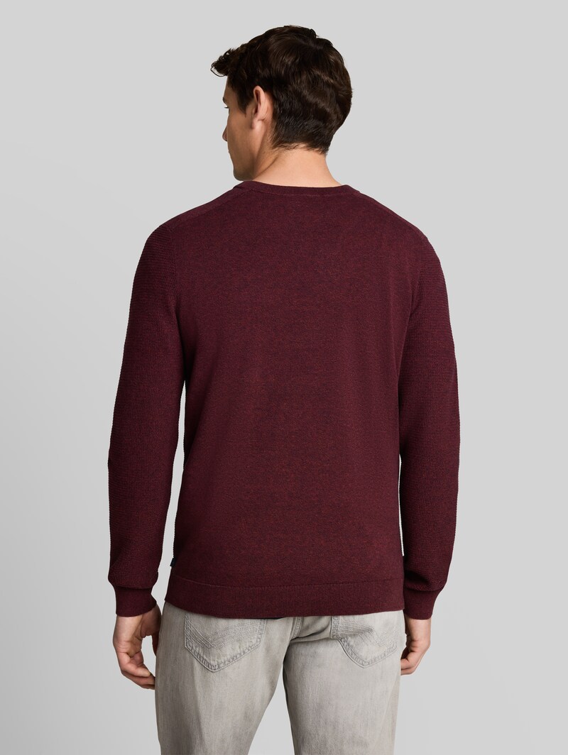 Tom Tailor Strickpullover aus Baumwolle - Red Navy Mouline
