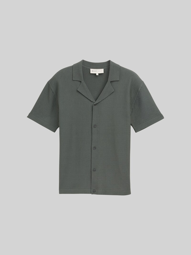Tom Tailor Strick-Poloshirt mit kurzen Ärmeln - Washed Jasper Green