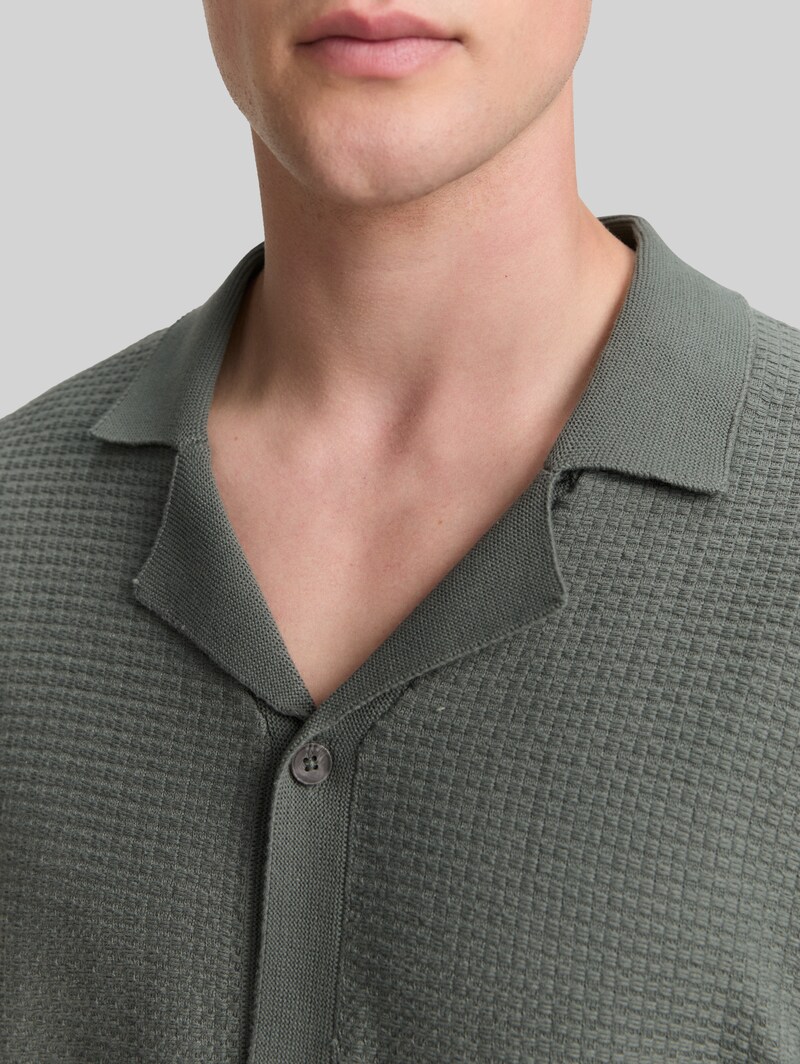 Tom Tailor Strick-Poloshirt mit kurzen Ärmeln - Washed Jasper Green
