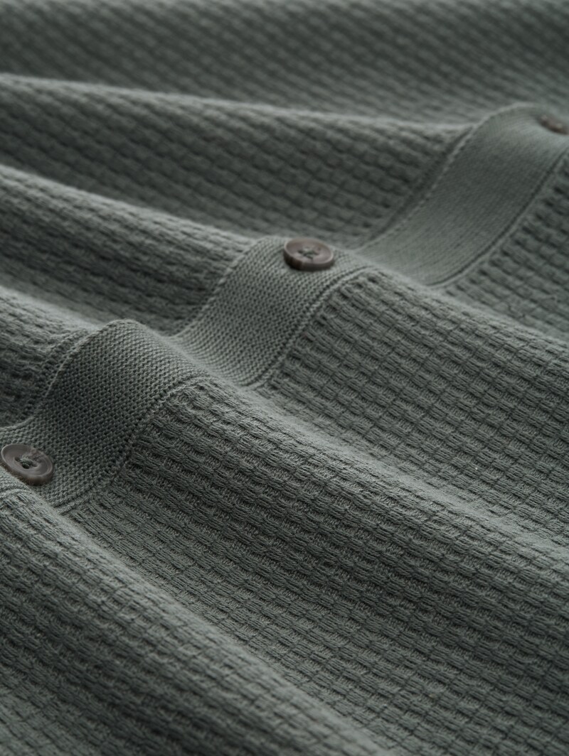 Tom Tailor Strick-Poloshirt mit kurzen Ärmeln - Washed Jasper Green