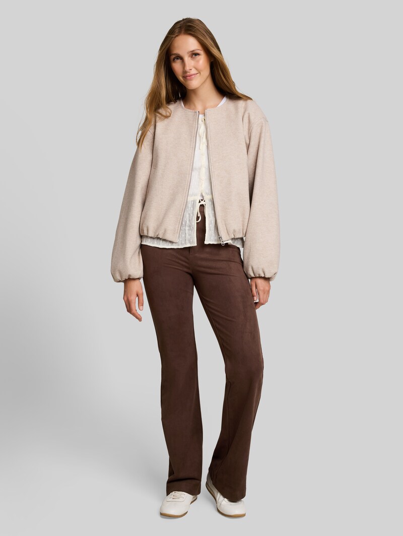Tom Tailor Flared Hose in Wildleder-Optik - Cool Dark Brown