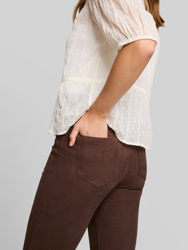 Tom Tailor Flared Hose in Wildleder-Optik - Cool Dark Brown
