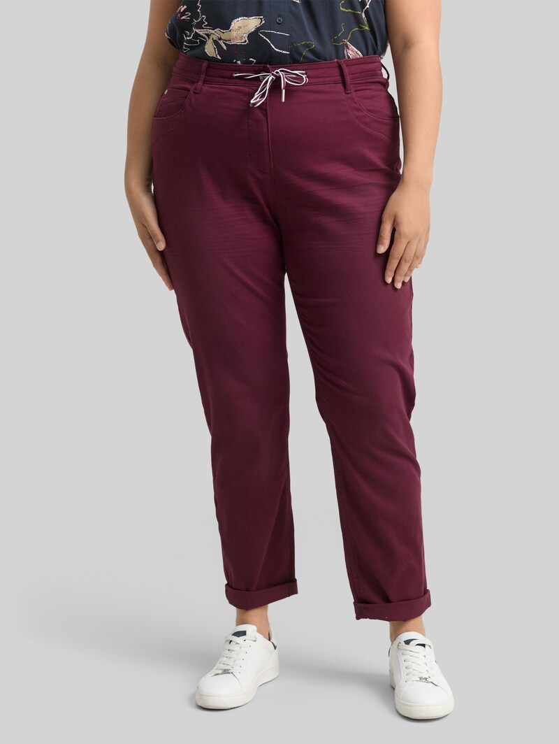 Tom Tailor Plus Size - Cropped Slim Hose - Bordeaux Red