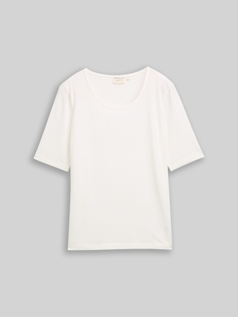 Tom Tailor Basic T-Shirt mit Rundhalsausschnitt - Whisper White