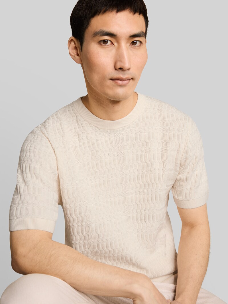 Tom Tailor Strickpullover mit Rippstruktur - Gardenia White
