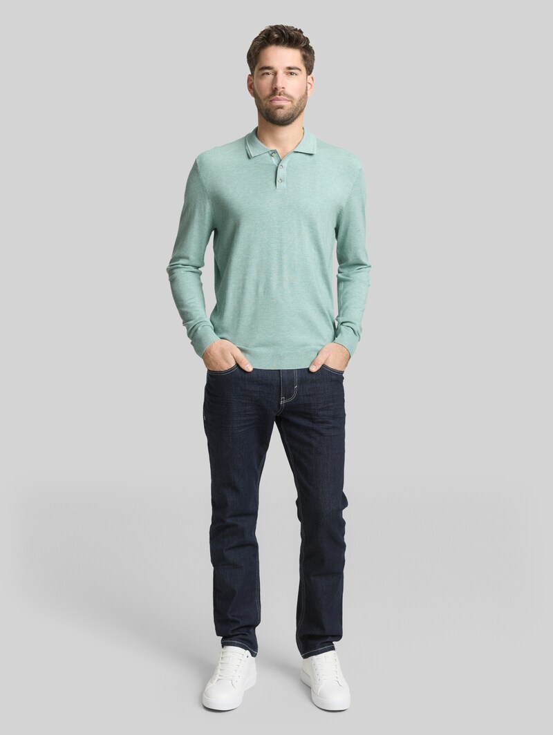 Tom Tailor Strickpullover mit Polokragen - Soft Greyish Green Melange