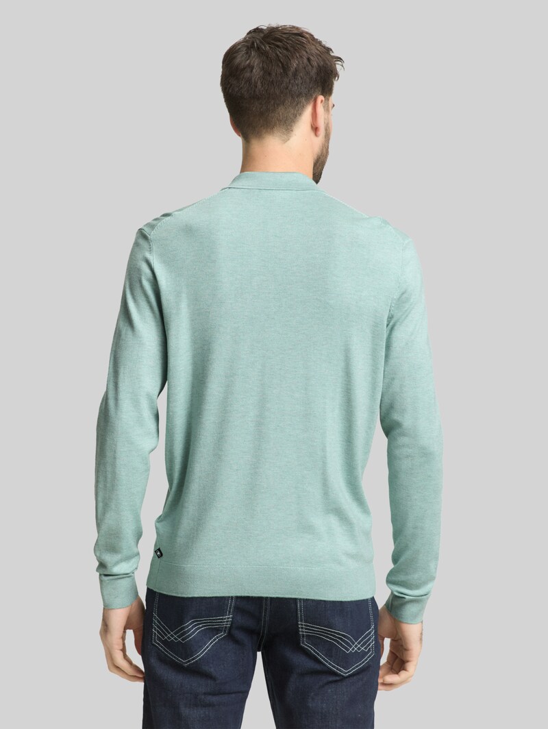 Tom Tailor Strickpullover mit Polokragen - Soft Greyish Green Melange