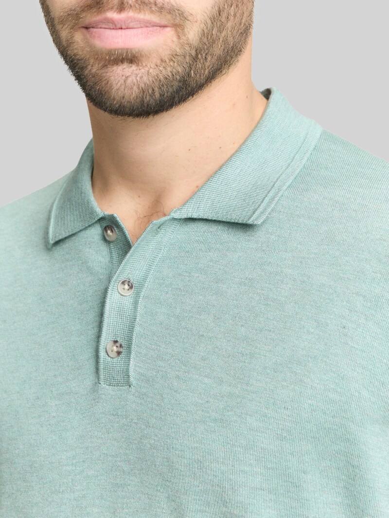 Tom Tailor Strickpullover mit Polokragen - Soft Greyish Green Melange