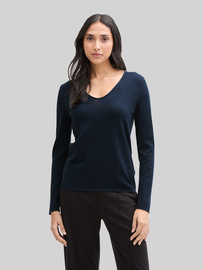 Tom Tailor Pullover mit V-Ausschnitt - Sky Captain Blue Tom Tailor Pullover mit V-Ausschnitt - Sky Captain Blue