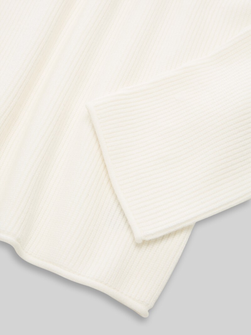 Tom Tailor Cropped Strickpullover mit Rundhalsausschnitt - Gardenia White