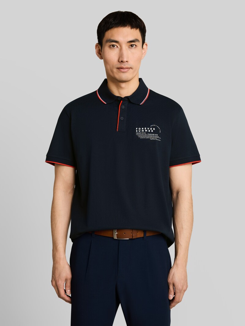 Tom Tailor Jersey Poloshirt mit Print - Sky Captain Blue Tom Tailor Jersey Poloshirt mit Print - Sky Captain Blue