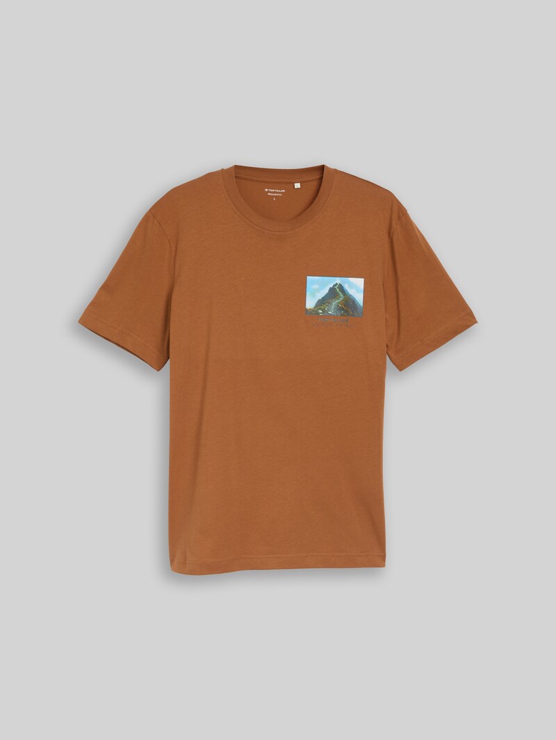 Tom Tailor T-Shirt mit Print - Bright Camel Brown