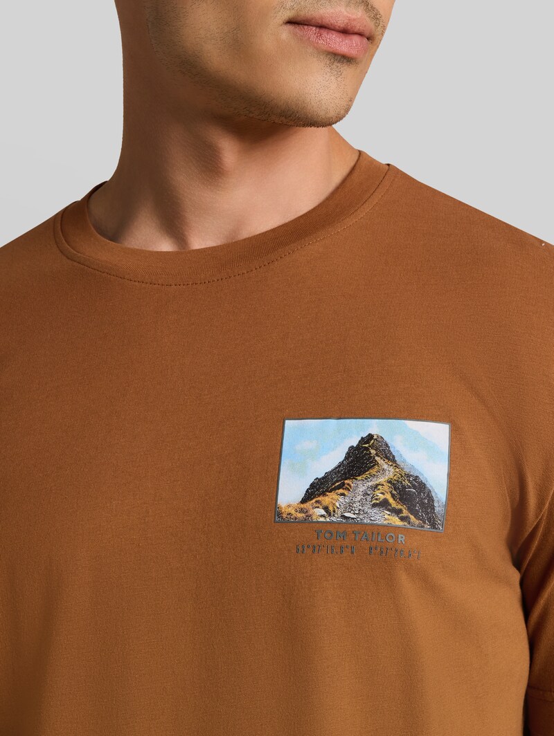 Tom Tailor T-Shirt mit Print - Bright Camel Brown