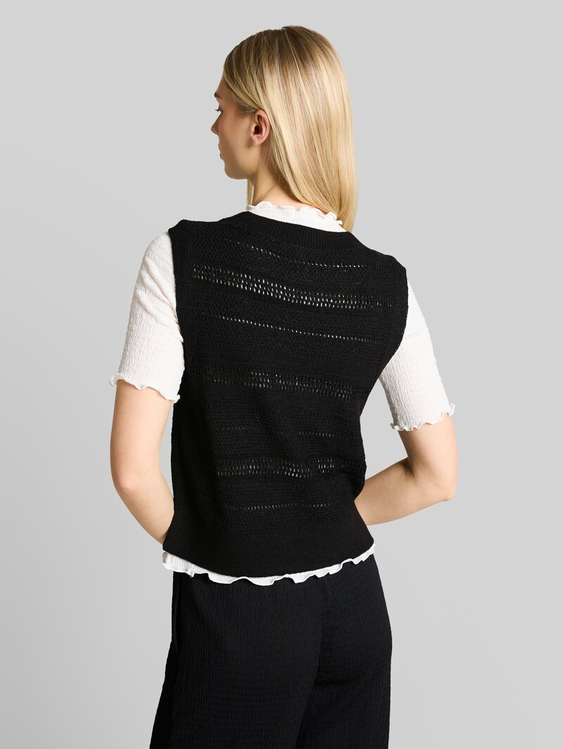 Tom Tailor Pullunder mit Lochmuster - Deep Black