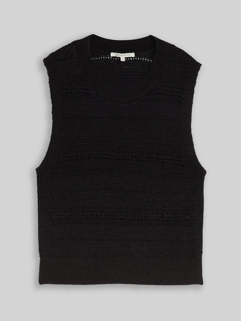 Tom Tailor Pullunder mit Lochmuster - Deep Black