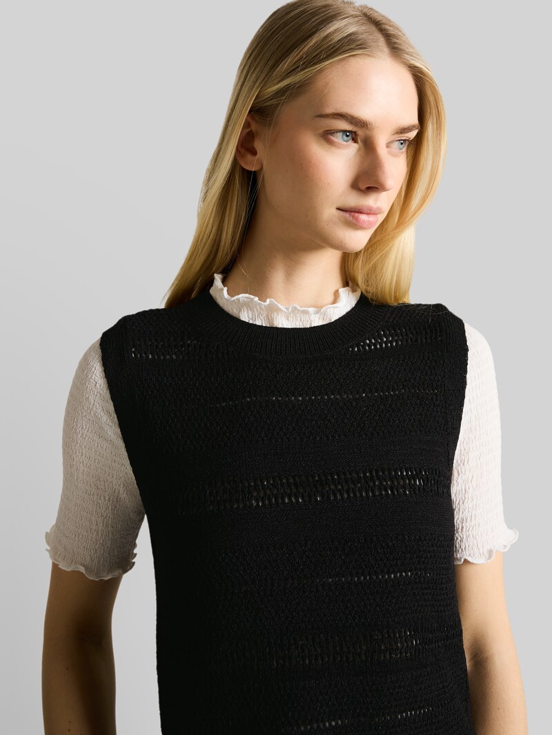 Tom Tailor Pullunder mit Lochmuster - Deep Black