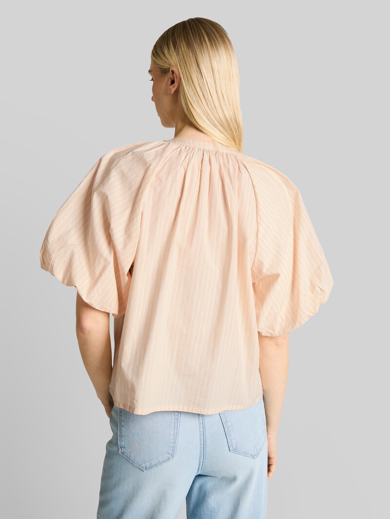 Tom Tailor Bluse mit Streifenmuster - White Apricot Irregular Stripe
