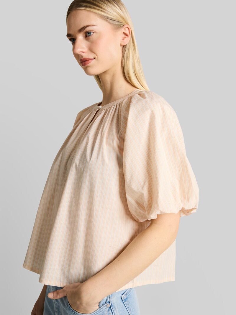 Tom Tailor Bluse mit Streifenmuster - White Apricot Irregular Stripe