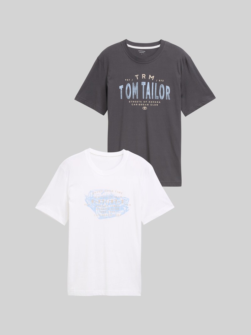 Tom Tailor T-Shirts im 2er-Pack - Tarmac Grey