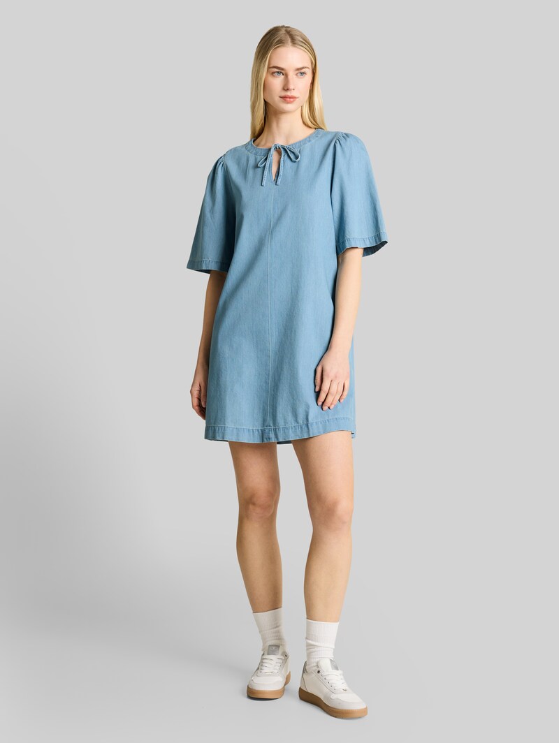 Tom Tailor Mini-Jeanskleid mit Eingriffstaschen - Clean Light Stone Blue Denim