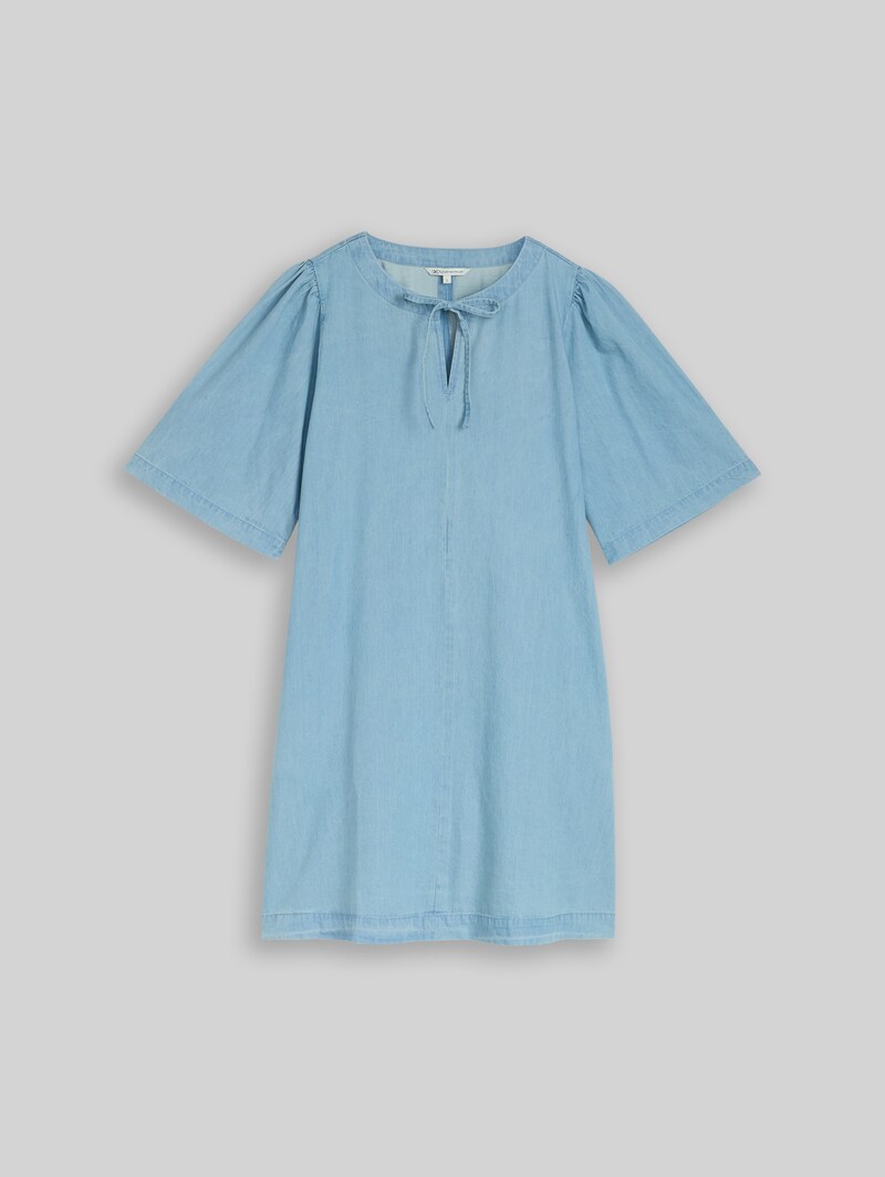 Tom Tailor Mini-Jeanskleid mit Eingriffstaschen - Clean Light Stone Blue Denim