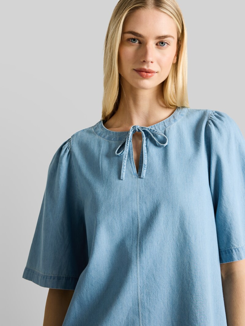 Tom Tailor Mini-Jeanskleid mit Eingriffstaschen - Clean Light Stone Blue Denim