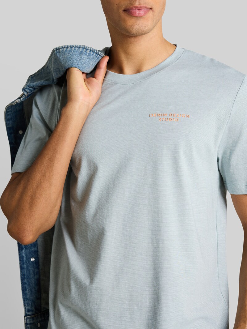 Tom Tailor T-Shirt mit feinem Streifenmuster - Green White Fine Stripe