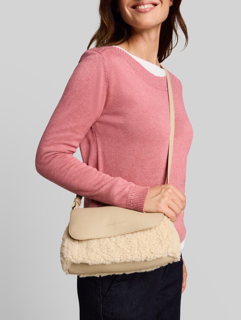 Tom Tailor TTZELINA S Umhängetasche mit Teddyfell - Beige / Beige