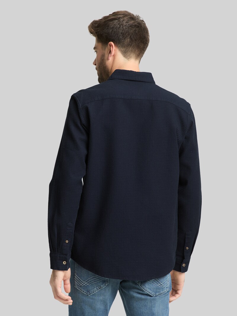 Tom Tailor Regular Fit Hemd mit Waffelstruktur - Sky Captain Blue