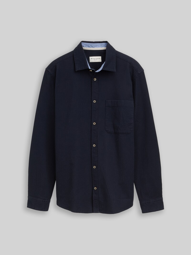 Tom Tailor Regular Fit Hemd mit Waffelstruktur - Sky Captain Blue