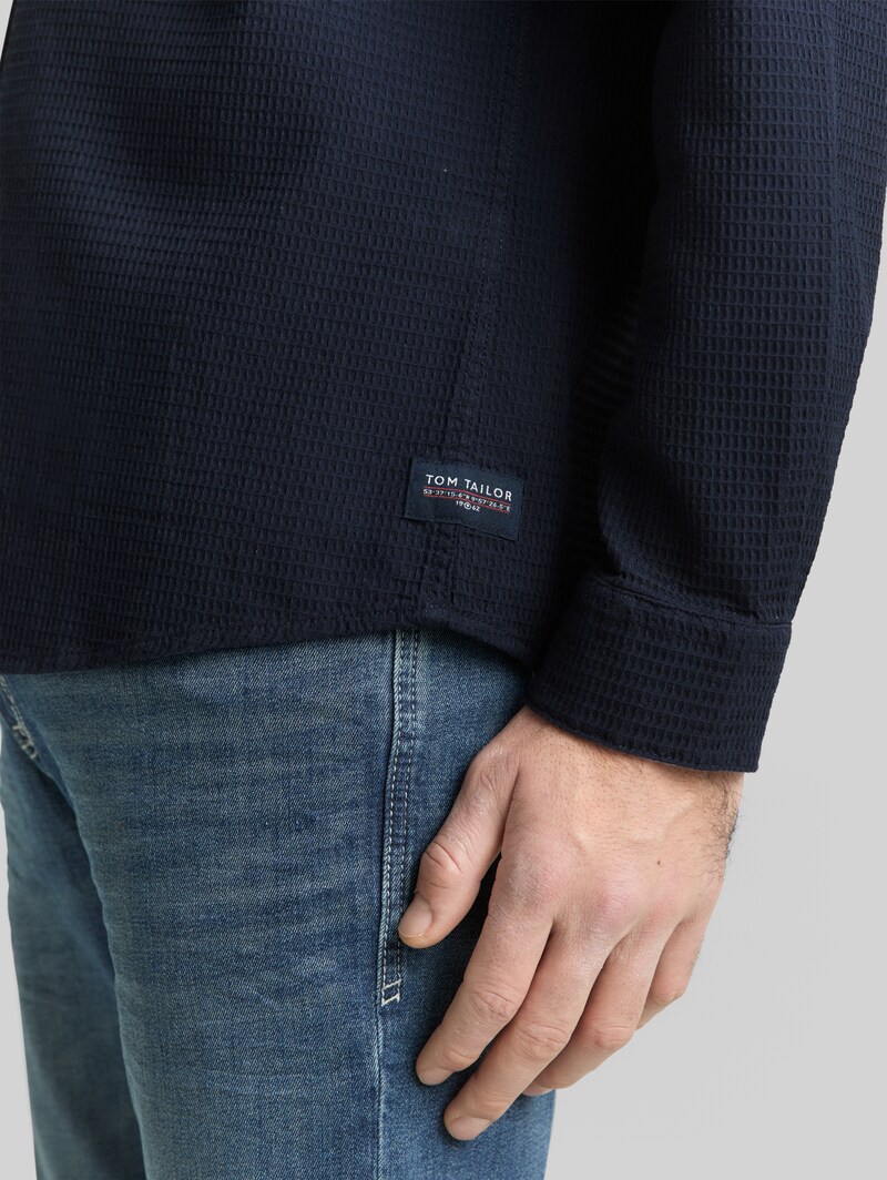 Tom Tailor Regular Fit Hemd mit Waffelstruktur - Sky Captain Blue
