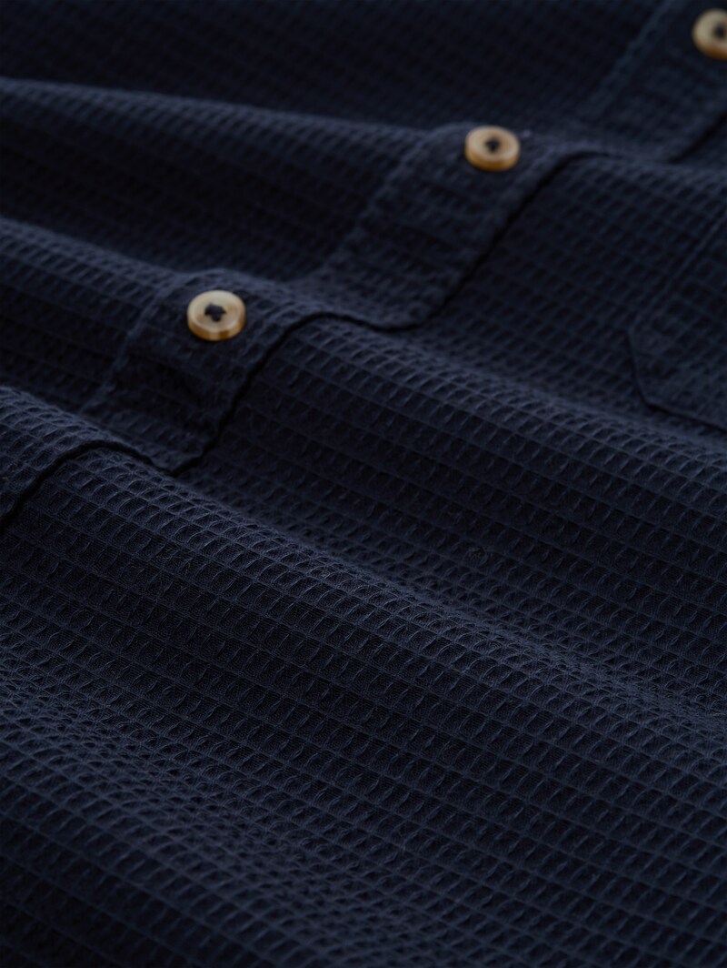 Tom Tailor Regular Fit Hemd mit Waffelstruktur - Sky Captain Blue
