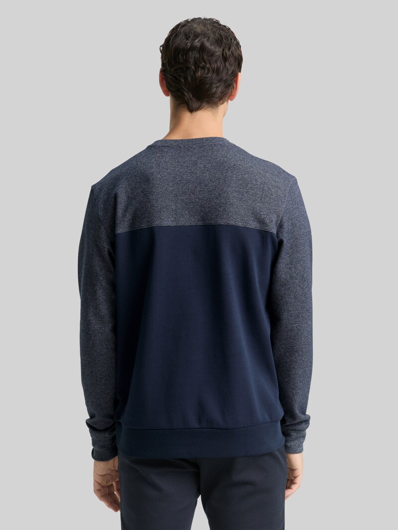 Tom Tailor Crewneck Sweatshirt mit Struktur-Mix - Sky Captain Blue