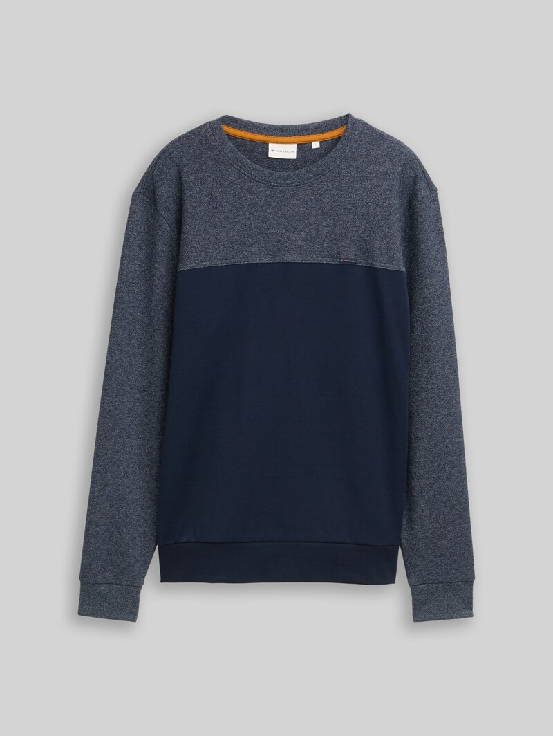 Tom Tailor Crewneck Sweatshirt mit Struktur-Mix - Sky Captain Blue