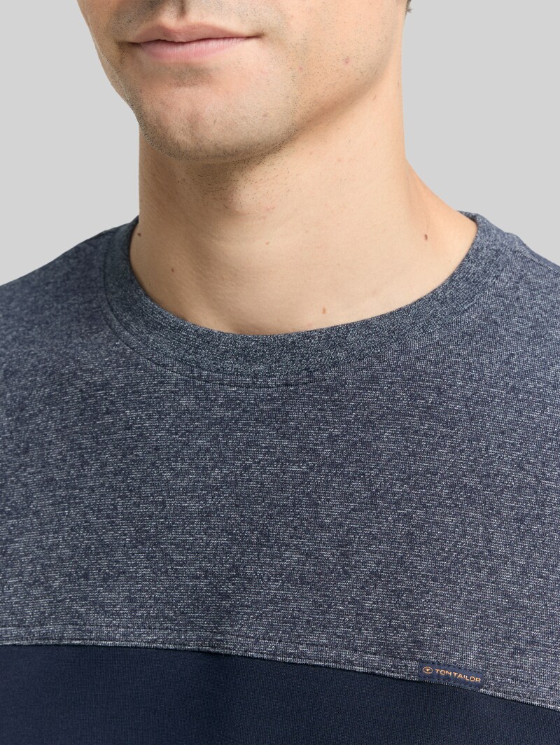 Tom Tailor Crewneck Sweatshirt mit Struktur-Mix - Sky Captain Blue