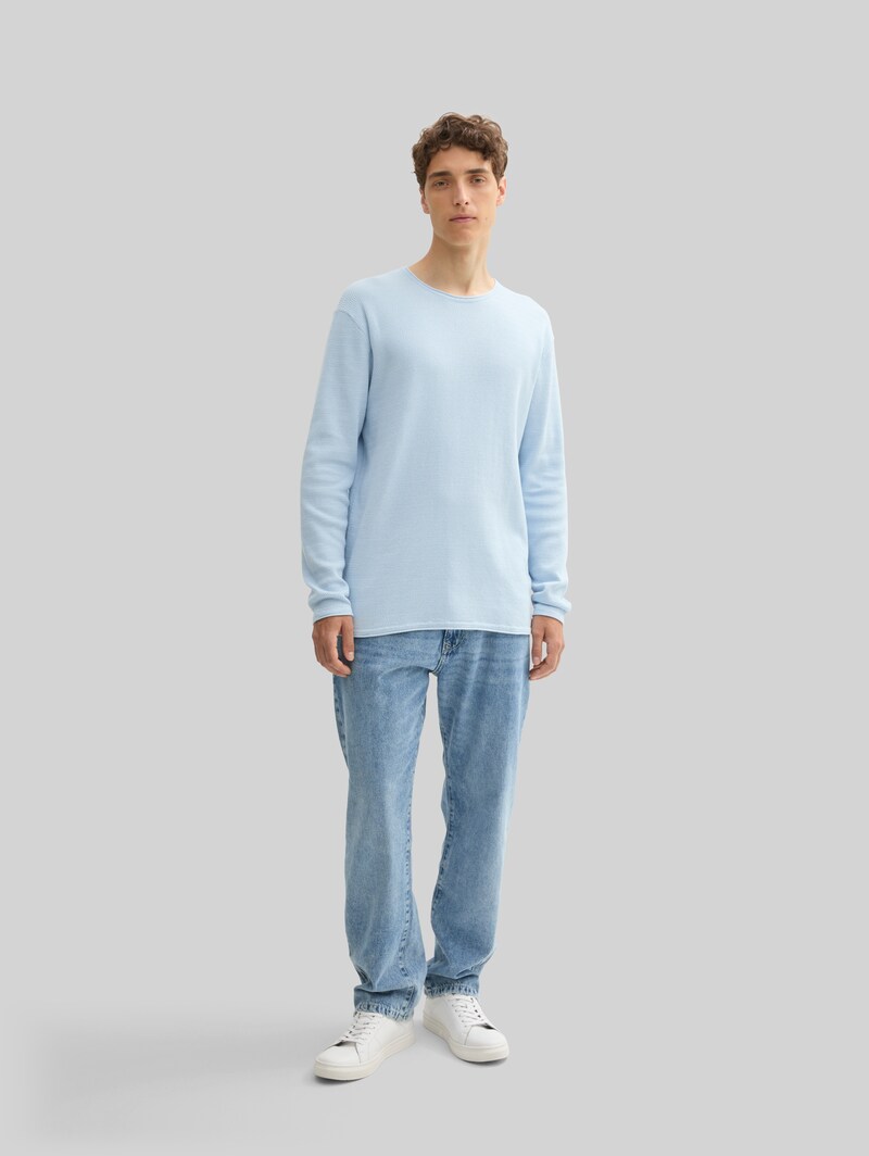 Tom Tailor Strickpullover aus Baumwolle - Light Metal Blue