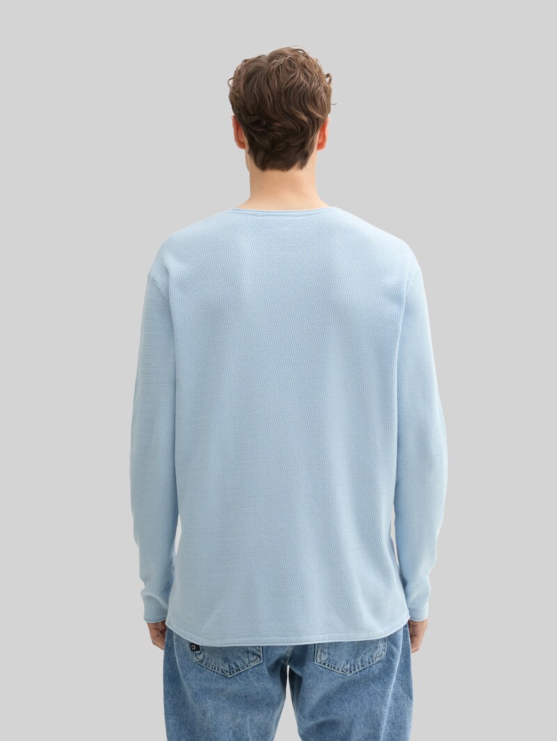 Tom Tailor Strickpullover aus Baumwolle - Light Metal Blue