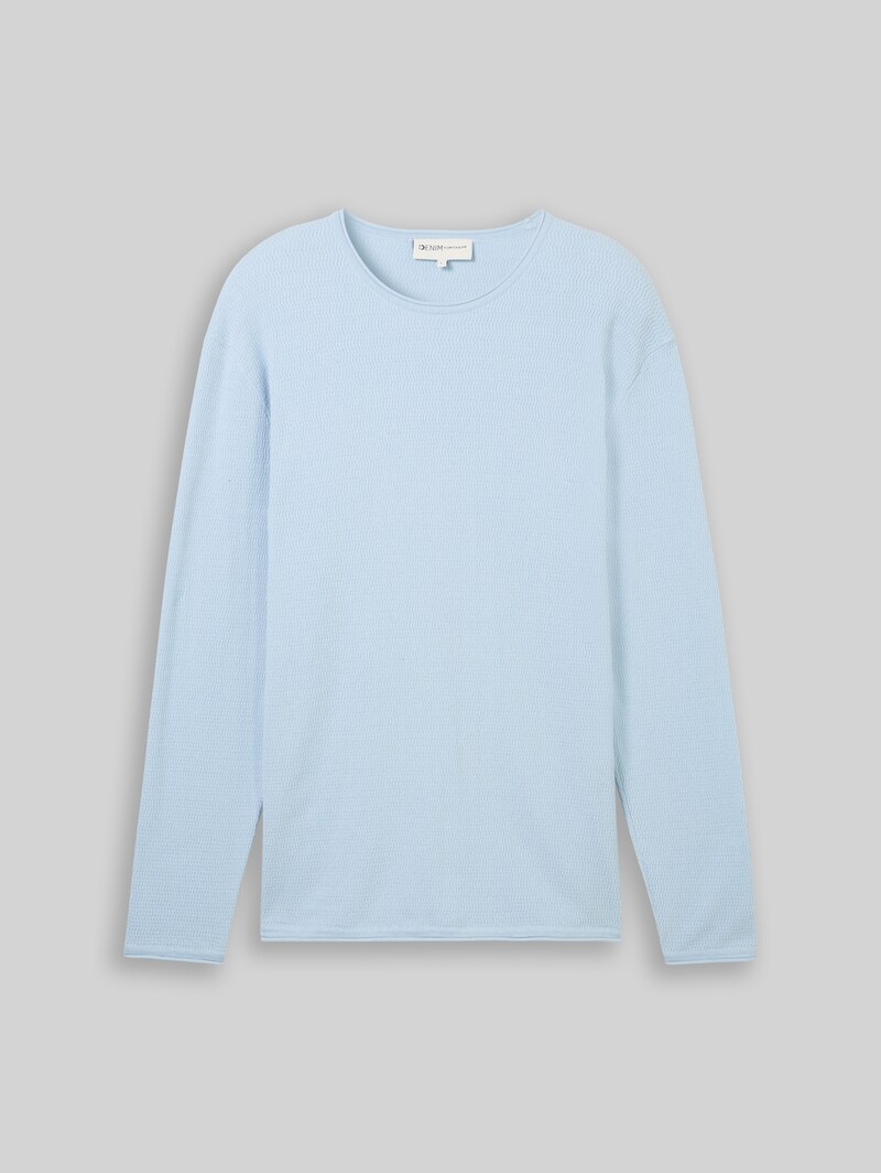 Tom Tailor Strickpullover aus Baumwolle - Light Metal Blue