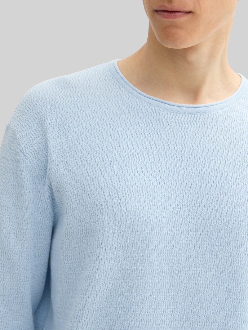 Tom Tailor Strickpullover aus Baumwolle - Light Metal Blue