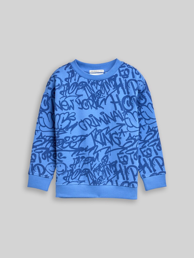 Tom Tailor Oversize Sweatshirt mit Allover-Print - Blue Shaded Spray Design