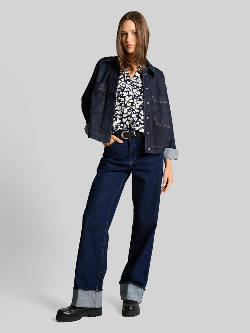 Tom Tailor Bluse mit Muster - Blue Ginkgo Minimal