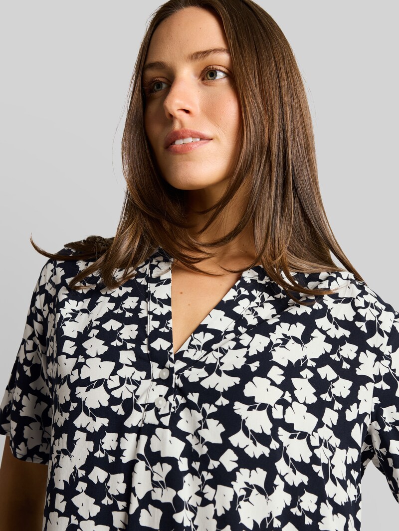 Tom Tailor Bluse mit Muster - Blue Ginkgo Minimal