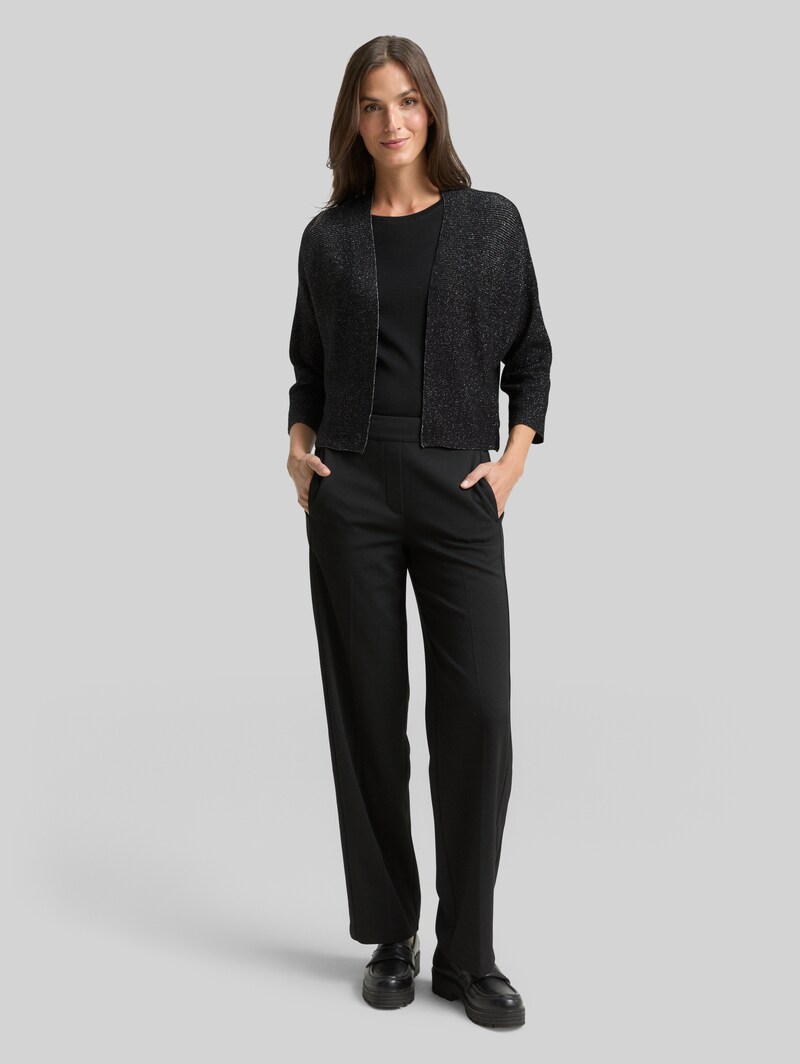 Tom Tailor Cropped Cardigan mit Glitzer-Effekt - Deep Black