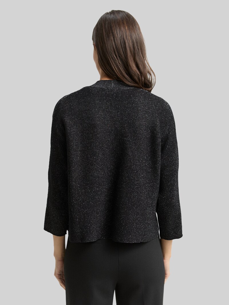 Tom Tailor Cropped Cardigan mit Glitzer-Effekt - Deep Black